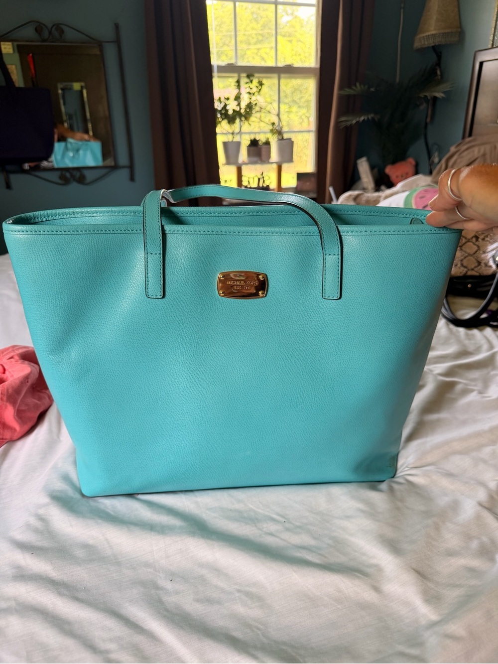 Large Michael Kors Turquoise Shoulder/ Laptop Bag
